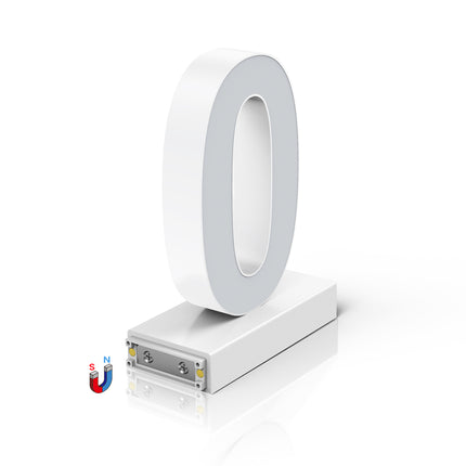 LED Illuminated Magnetic White Number, (0), 3D, 6500k, H4.7