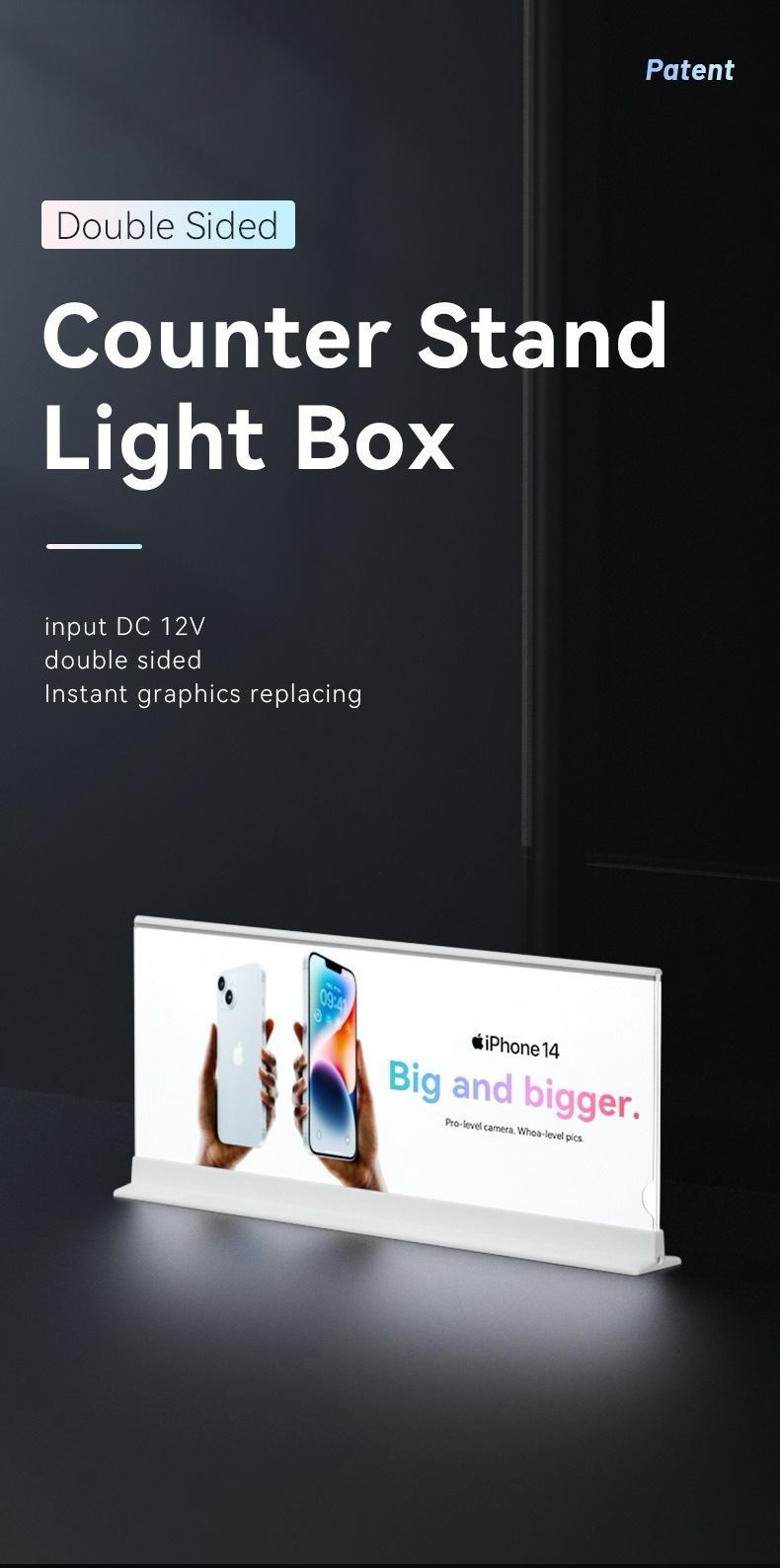 Double Sided Counter Stand Lightbox, W19.68