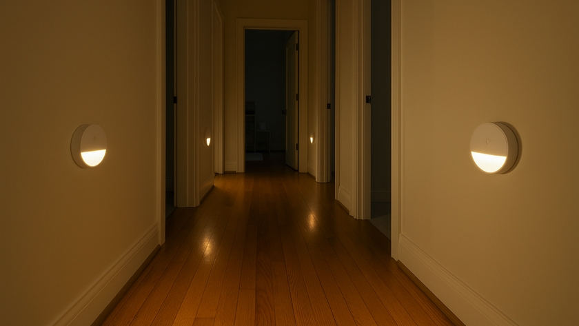 Prime Shine Round Step Light 2-Pack – Rechargeable Motion Sensor LED Night Lights (Black & White, 3000K Warm Light)