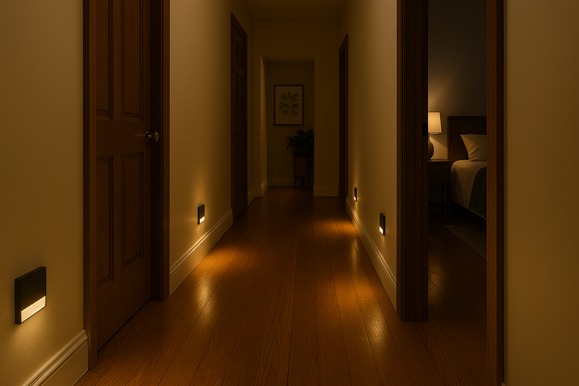 Prime Shine Square Step Light 2-Pack – Rechargeable Motion Sensor LED Night Lights (Black & White, 3000K Warm Light)