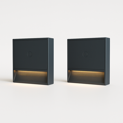 Prime Shine Square Step Light 2-Pack – Rechargeable Motion Sensor LED Night Lights (Black & White, 3000K Warm Light)