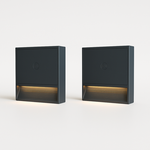 Prime Shine Square Step Light 2-Pack – Rechargeable Motion Sensor LED Night Lights (Black & White, 3000K Warm Light)