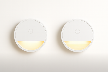 Prime Shine Round Step Light 2-Pack – Rechargeable Motion Sensor LED Night Lights (Black & White, 3000K Warm Light)