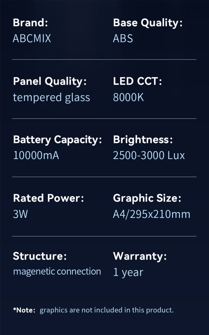 A4 Rechargeable LED Lightbox, Bidirectional, W9.48