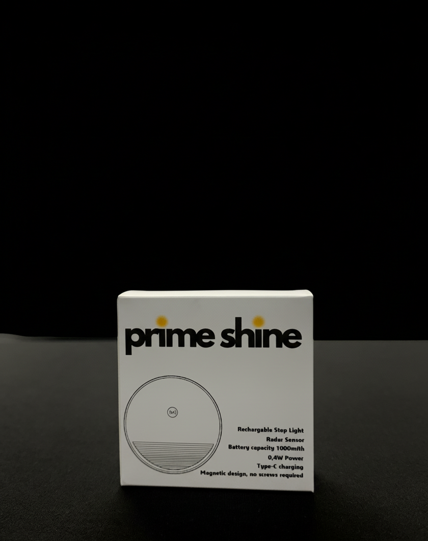 Prime Shine Round Step Light 2-Pack – Rechargeable Motion Sensor LED Night Lights (Black & White, 3000K Warm Light)