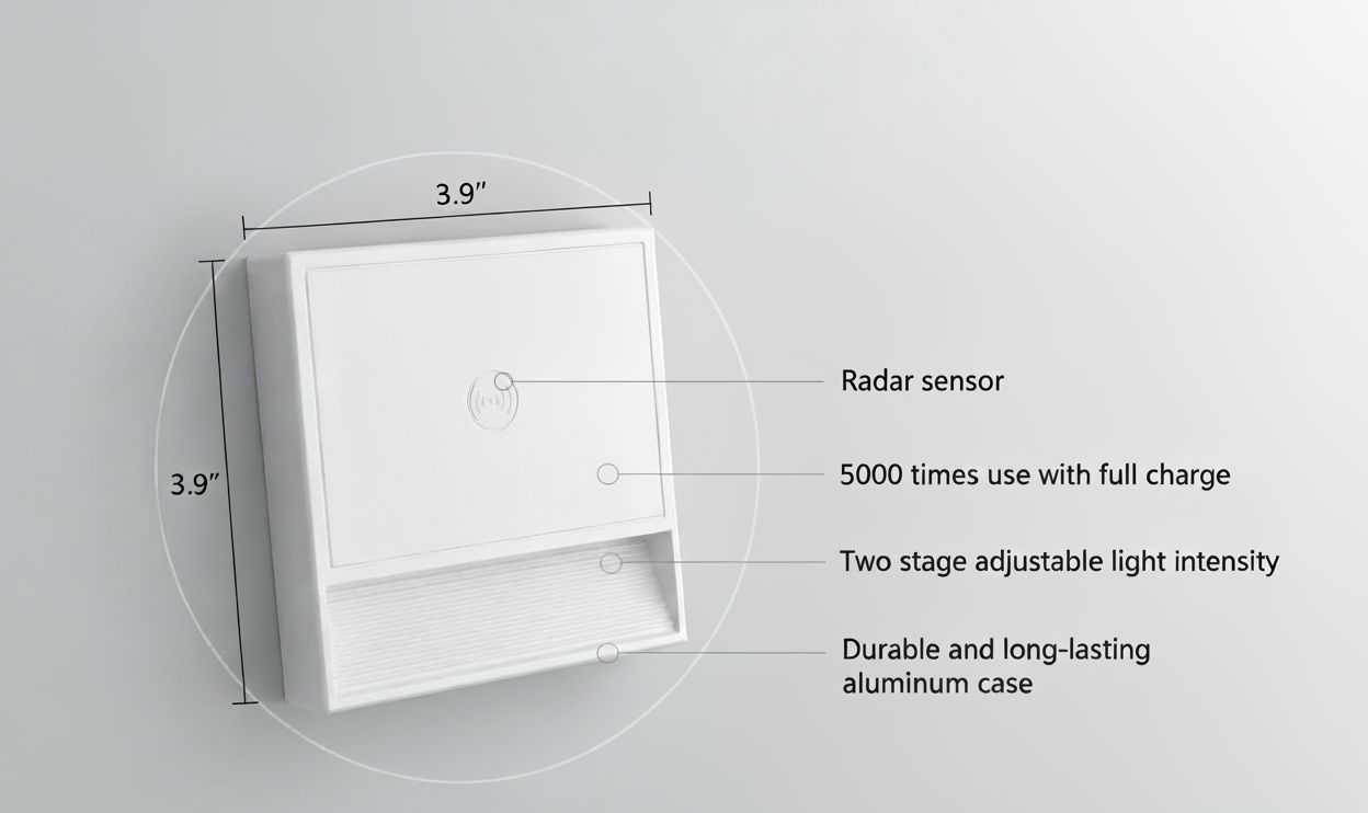 Prime Shine Square Step Light 2-Pack – Rechargeable Motion Sensor LED Night Lights (Black & White, 3000K Warm Light)