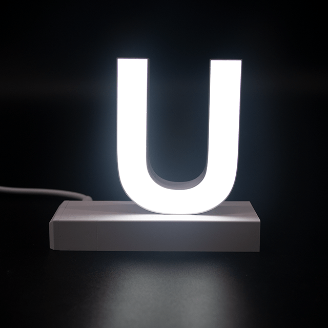 Magnetic LED Capital Letter, (U), Letter lights, Light Letter Box, Light Up Letters, 3D, H3.7