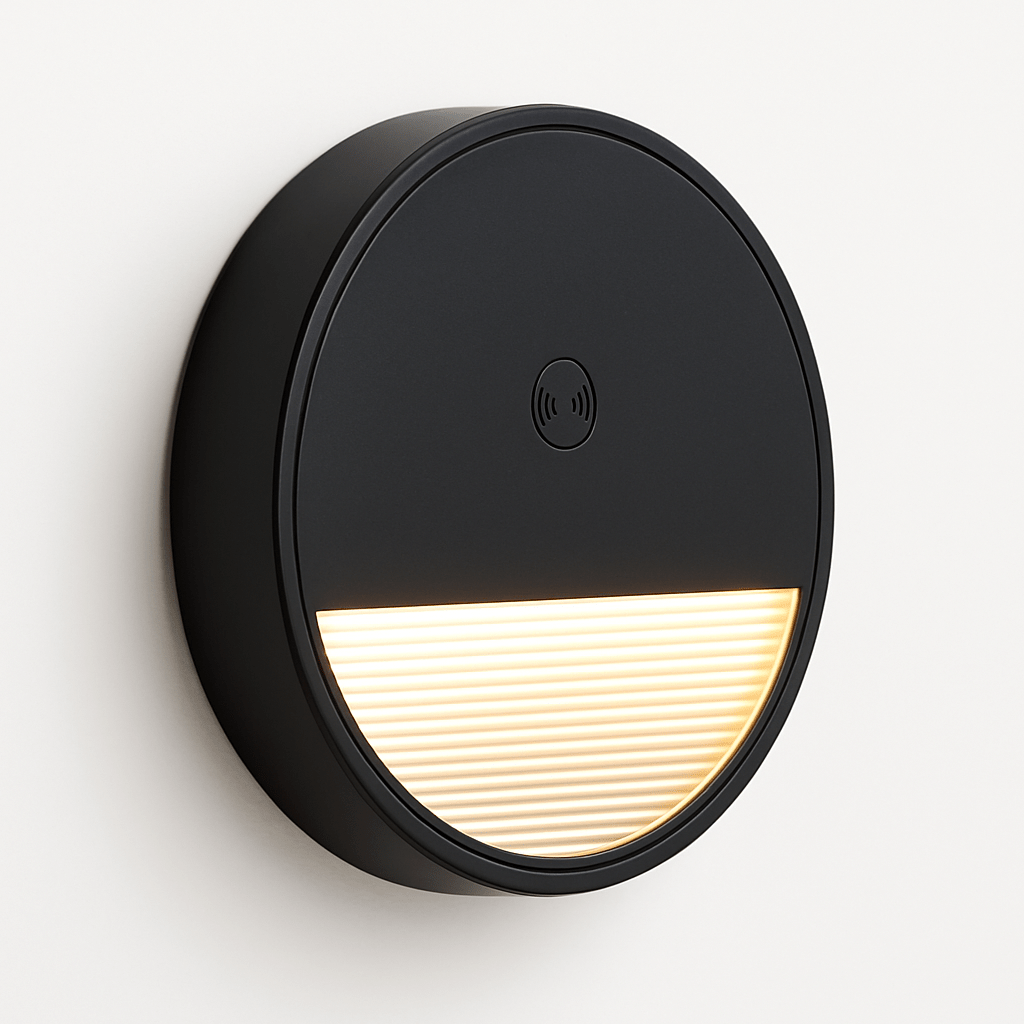 Prime Shine Round Step Light – Black | Rechargeable Motion Sensor LED Night Light - Prime Shine