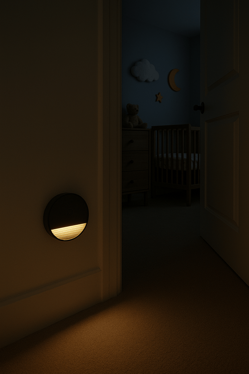 Prime Shine Round Step Light – Black | Rechargeable Motion Sensor LED Night Light - Prime Shine