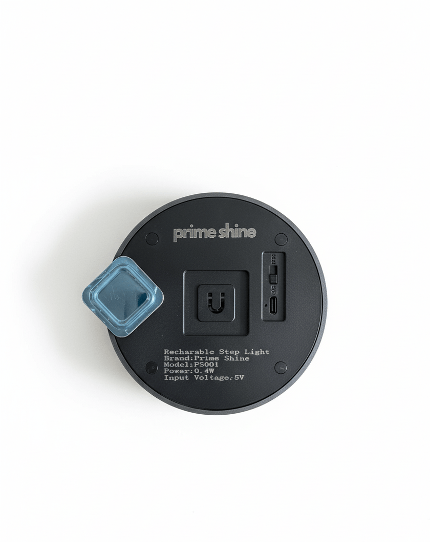 Prime Shine Round Step Light – Black | Rechargeable Motion Sensor LED Night Light - Prime Shine