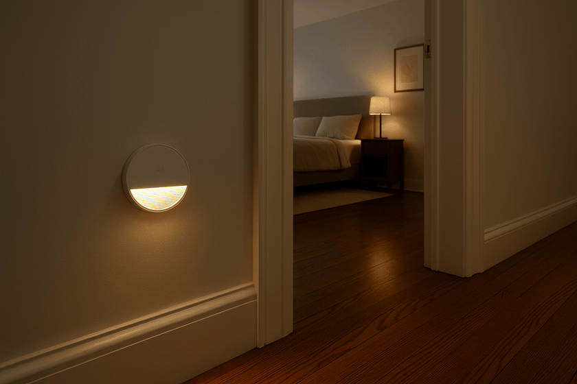 Prime Shine Round Step Light – White | Rechargeable Motion Sensor LED Night Light - Prime Shine