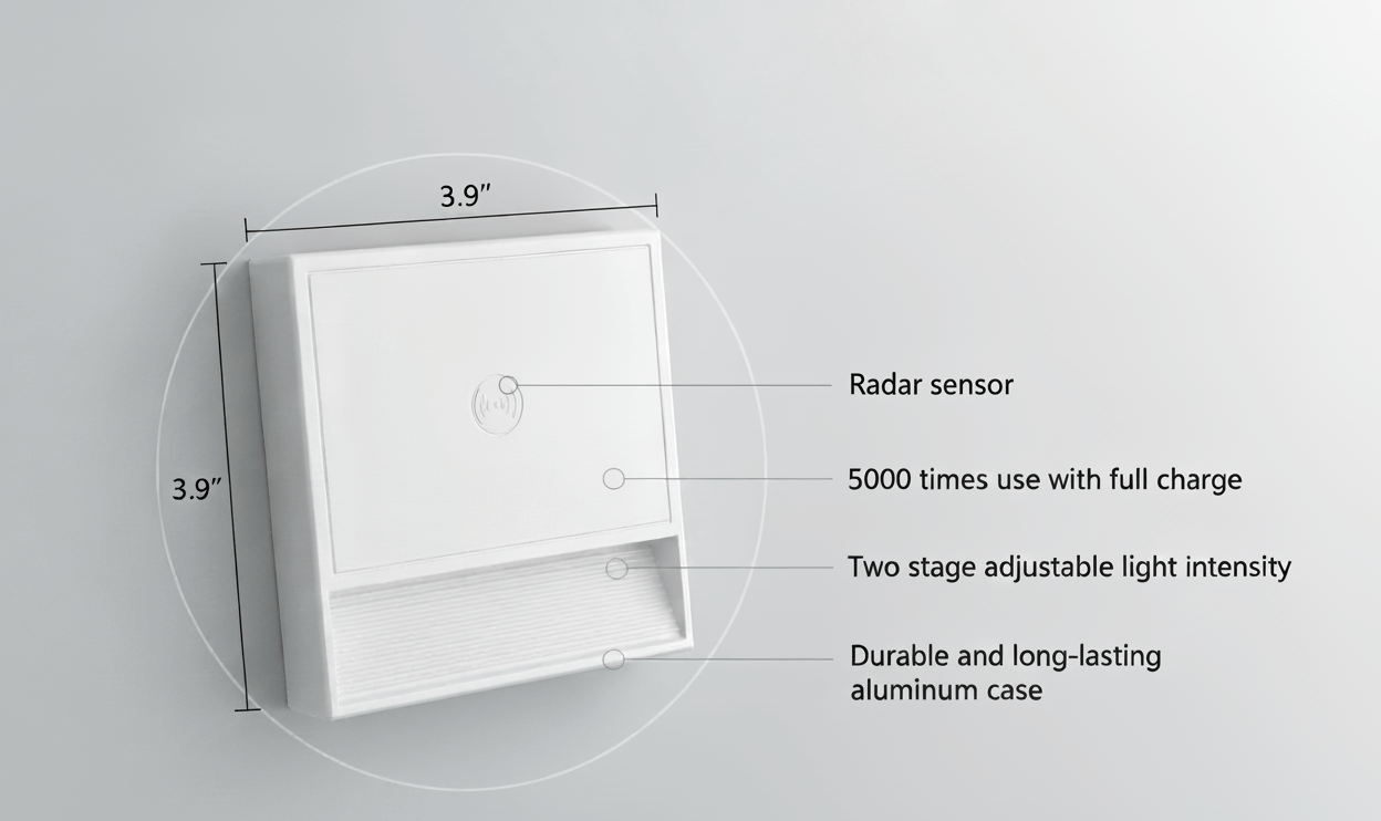 Prime Shine Square Step Light – White | Rechargeable Motion Sensor LED Night Light - Prime Shine