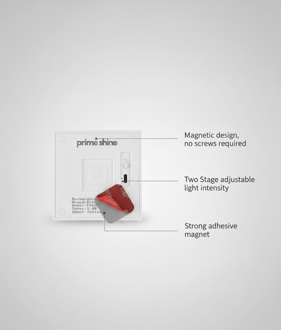 Prime Shine Square Step Light – White | Rechargeable Motion Sensor LED Night Light - Prime Shine
