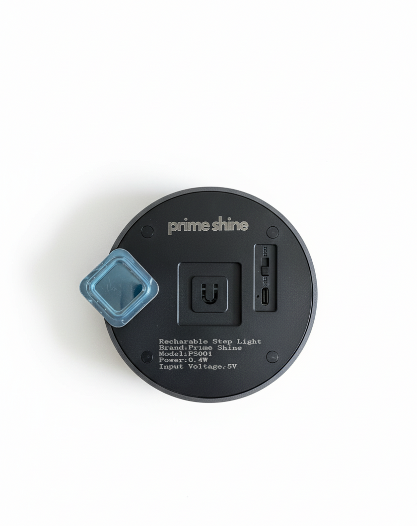 Prime Shine Round Step Light 2-Pack – Rechargeable Motion Sensor LED Night Lights (Black & White, 3000K Warm Light)