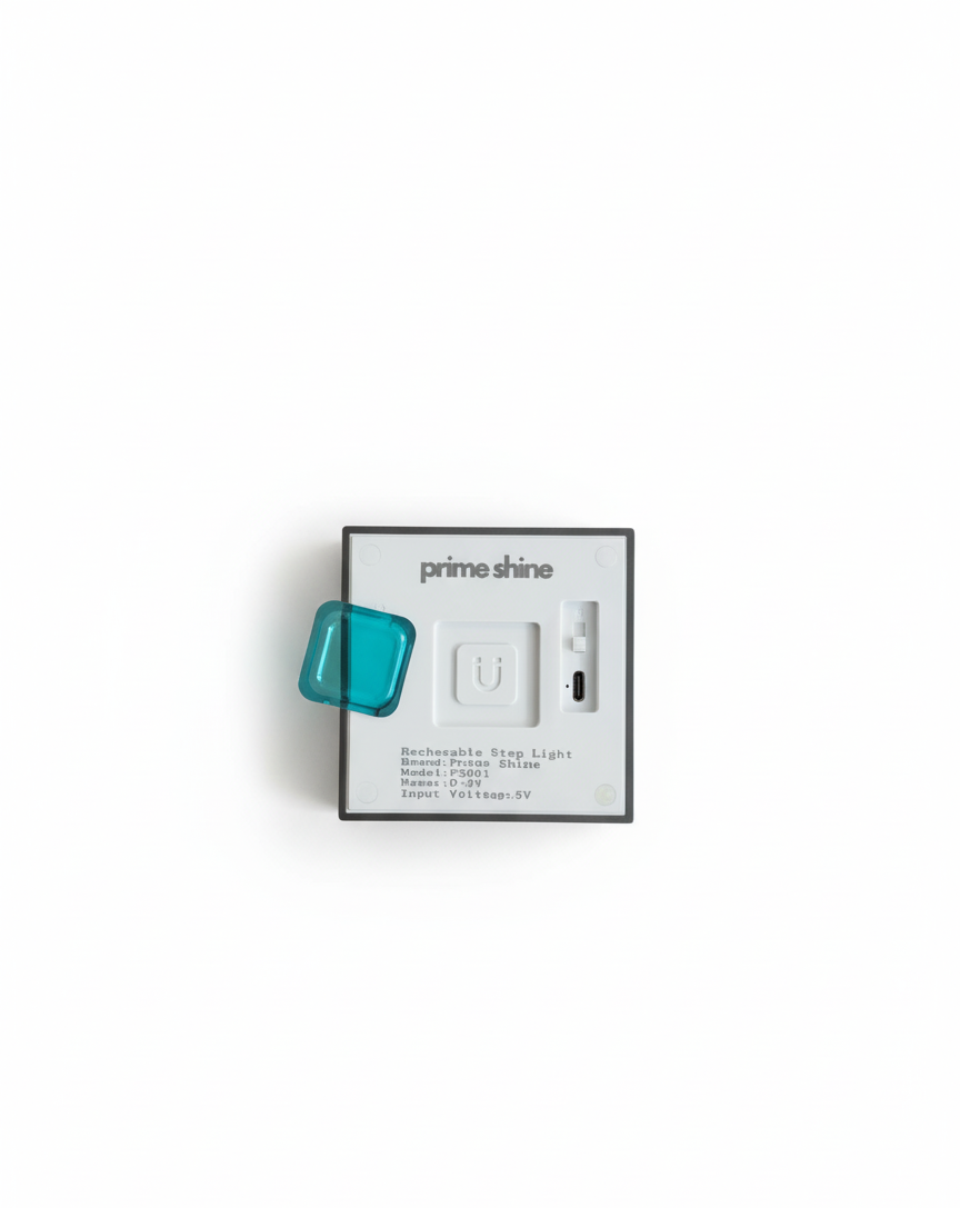 Prime Shine Square Step Light 2-Pack – Rechargeable Motion Sensor LED Night Lights (Black & White, 3000K Warm Light)